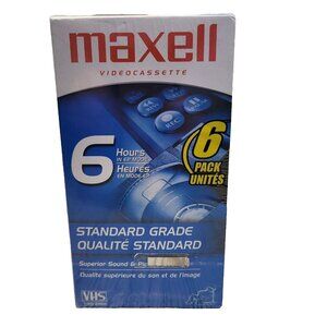 6 Maxell T-120 VHS VCR Video Tapes 6 Hour Blank Standard Grade Video Cassette‎
